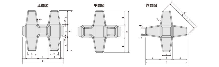 1t-50t型の形状諸元図